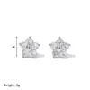 Aretes de Flor de Zirconia Estilo Europeo y Americano para Mujer, Simples y Versátiles, Pinzas para Oreja de Acero de Titanio Dulce de Princesa, Pendientes, Aretes