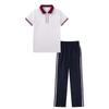 Conjunto de Uniforme de Verão para Alunos do Ensino Fundamental e Médio Camiseta de Manga Curta Cor Pura Foto de Formatura Apricot Calças de Uniforme de Verão Personalização