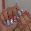 Coleção de nail art de Natal transfronteiriça: Pontas de unha pré-desenhadas, prontas para usar e adesivos para unhas postiças, 24 peças, designs de nail art de Natal removíveis