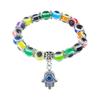 Aleación Palma Hueca Ojos Azules Colorido Color Mezclado Colgante de Cuentas Pulsera Elástica Joyería Simple para Pareja en stock