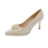 2025 Novos Sapatos de Casamento de Salto Alto Grosso e Bico Fino Sapatos de Noiva Salto Alto Estilo Francês Mais Fácil para Combinar Grande Quantidade