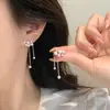 Pendientes Exquisitos y Suaves de Borla de Perla y Circonita, Diseño de Nicho, Pendientes Elegantes y que Adelgazan el Rostro, Lujo Ligero y Accesorios para Orejas Versátiles