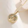 Aogu Moda Transfronteiriça Luxo Acessível Banhado a Cobre Ouro 18K Zircônia Coração Árvore da Vida Colar com Pingente Colar de Nicho de Alta Qualidade