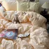 Juego de cama de cuatro piezas estilo Ins hecho de algodón puro, apto para madres y bebés, Clase A, para dormir sin ropa, incluye sábana bajera y funda de edredón, juego de tres piezas para estudiantes de dormitorio, estilo sábana bajera ajustable