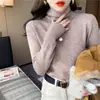 Camiseta interior de manga larga y cuello alto medio para mujer, adecuada para primavera y otoño, top de punto blanco, ropa interior elegante, suéter retro francés