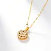 Collar de Lujo Ligero de Nicho Que No Se Desvanece, Forma Redonda de Corazón, Giratorio, Collar de Trébol de Cuatro Hojas Incrustado con Diamantes para Mujer, Exclusivamente para Ventas Transfronterizas