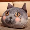 Almohada de Gato Linda Redonda Estampada Cabeza de Animal 3D Gatito Marioneta de Gato Almohada para Siesta en la Oficina Manta 2 en 1