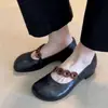 French-style versatile Mary Jane shoes for women, 2026 autumn new vintage button chunky heel fashion strap shallow single shoes