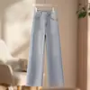 Jeans de pierna ancha color gris Morandi para mujer, nuevo modelo verano 2026, tiro alto, corte holgado, estilizan, pantalones de pierna recta estrecha