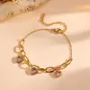 Pulseira de Aço Titânio Multicor Coração Novo Modelo Transfronteiriça para Mulheres, Pulseira Versátil de Aço Titânio Exquisita de Luxo Leve Coração de Nicho