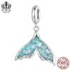 Colgante de cola de pez Evelle con diseño de viento oceánico y colores mágicos, plata de ley s925, bricolaje, pequeñas cuentas sueltas, venta al por mayor, para mujer