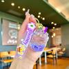 Llavero creativo de dibujos animados luminoso con cabeza de Mickey y botella de arenas movedizas con líquido de aceite, cuentas de burbujas y botella de deriva