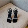 Primer Encuentro con las Sandalias de Tacón Alto con Pedrería Estilo Hada para Mujer, Nuevo Modelo Primavera/Verano 2026, Correa Única, Punta Abierta, Punta Cuadrada, Elegantes
