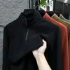 Sudadera con cremallera y cuello semi-alto de manga larga para hombre talla grande, Suéter cálido de cuello alto para hombre talla extragrande