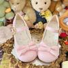 Sapatos Scarpin Rosa Doce com Laço Feminino Verão 2025 Novos Fofos Lolita Sapatos Baixo Salto Bico Redondo Lolita