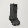 Calcetines altos para niña, de doble costura, estilo ballet, nuevo modelo otoño e invierno, con lazo, color liso, estilo coreano, calcetines para niña de algodón peinado