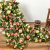 Flor Artificial 45 Cabezas Enredadera de Rosas Decoración de Arco de Boda Enredadera de Flores de Peonía Decoración Cubierta de Aire Acondicionado Flor Artificial