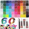 Novo Produto Mais Vendido Transfronteiriço: Pedras Strass de Resina Planas de 60 Grades/Pedras Strass que Brilham no Escuro/Cor Céu Estrelado/Cor Nude AB/Pedras Strass Gelatinosas AB para DIY