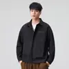 Ropa para Hombre Fengshe / Camisa de Manga Larga Transpirable y Suave, Chaqueta Versátil Casual de Estilo Americano con Cremallera Estructurada y Amigable con la Piel para Hombre