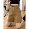 Shorts de Traje de Verano Finos Estilo Hong Kong para Mujer 2026 Nuevos de Cintura Alta Pierna Ancha Casual Rectos de Longitud Media A3546