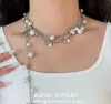 Colar Personalizado e Fashion com Design em Camadas, Colar para Combinar com Roupas de Estilo Festivo, Corrente para Clavícula com Pingente de Flor e Franja