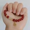 Jubileu de Pêssego Joias Ágata Vermelha Natural Pulseira de Cristal Círculo Único Método Antigo Gourd Dourado Pulseira de Cristal de Cabelo Amarelo Joias