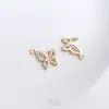 Série de Pequenos Pingentes de Zircônia Micro-Cravada Banhada a Ouro 14K com Preservação de Cor Vida Marinha Cauda de Peixe Abelha Borboleta Gato Pingente DIY