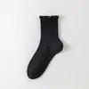 Meias Casuais Versáteis Femininas de Renda para Todas as Estações Estilo Japonês Cor Sólida Meia-Calça Meia de Caneça Loafers Mary Jane Meias JK