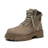 Estilo Británico Retro Moda Amarillo Grande Dr. Botas Martens para Hombre Otoño/Invierno Tendencia Exterior Retro de Caña Alta Suela Gruesa Ropa de Trabajo Botines