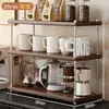Portavasos, organizador de escritorio, aparador, mostrador de bar, escritorio de varias capas, estante de almacenamiento para tazas de café y tazas de té, soporte de exhibición para vasos de agua