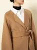Personalizado~Luxo Leve e Simples Estilo Francês Gola Redonda Feito à Mão Cachecol de Caxemira Dupla Face Jaqueta de Lã para Mulheres Estilo Curto 26 Outono e Inverno