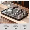 Juego de Té de Cristal, Lujo Ligero para Uso Doméstico, Tetera de Gama Alta para Sala de Estar, Juego Completo para Uso en Oficina, Mesa y Bandeja de Té Kung Fu