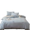 Conjunto de cuatro piezas de algodón para niños estilo Ins, con adorable toalla de cachorro bordada, funda de edredón lijada de 1,2 m, ropa de cama azul
