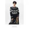 Directo de Fábrica Jacquard Cuello Redondo Marca Trendy para Hombre Suelto Pareja Terciopelo de Imitación de Visón Tejido Otoño Invierno Bloque de Color Tendencia