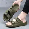 Pantuflas de Cuero Genuino de Alta Gama para Hombre, Ropa de Casa Antideslizante de Verano, Sensación Premium, Sandalias de Tira Única, Sandalias de Cuero de Moda para Hombre