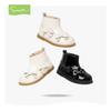 [Mismo Estilo en Centros Comerciales] Botas de Piel para Niñas Snafy Otoño e Invierno Nuevas Botines Cálidos de Terciopelo para Bebé con Lazo para Niñas