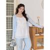 Camisa de Punto Redonda Simple Coreana Protección Solar Verano Talla Grande mm Delgado Estilo Vacaciones Camisa con Aire Acondicionado Top 65407