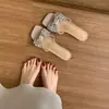 Sandalias Planas de Pedrería Estilo Hada para Mujer, Para Uso al Aire Libre en Verano, Tacones Gruesos de Moda, Punta Abierta, Versátiles, Combinan con Faldas, Suelas Suaves, Cómodas en los Pies
