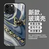 Capa de Celular de Luxo Azul Dourada Borboleta Mármore Popular da Temu para iPhone 17, Capa Rígida de Vidro para Apple 16Pm