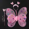 Asas de Borboleta conjunto de quatro peças fantasia de performance para menina adereços de performance asas de elfo anjo luminosas de camada dupla atacado