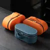 Caja de Cuero de Gama Alta Caja de Empaque para Juego de Té de Viaje al Aire Libre Caja de Regalo Vacía Caja de Almacenamiento de Gran Capacidad para Cosméticos Bolsa Portátil