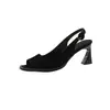 Sandalias de tacón alto con punta abierta estilo retro francés para mujer, nuevo modelo de verano 2026, con una correa de hebilla, hace que los pies parezcan más pequeños, sandalias sexys de tacón grueso
