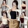 Transmisión en Vivo Otoño e Invierno Nuevo Hilo Fino Copas Integradas Amigable con la Piel Tirante Delgado Chaleco Delgado de Punto Cuello Cuadrado Ropa Interior para Mujer