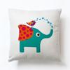Funda de almohada de lino con animal de dibujos animados lindo elefante suministro de fabricantes de plataforma transfronteriza funda de cojín para coche sofá