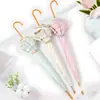 Paraguas de encaje de mango recto creativo y fresco con recubrimiento colorido, protección solar, doble uso para sol y lluvia, paraguas de regalo de alta estética en stock