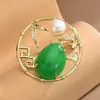 Broche de nicho de alta calidad, estilo chino, con incrustaciones de piedra, perla natural, rico en bambú, ramillete para mujer, anillo de alta calidad, prendas de vestir para trajes.