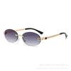 Gafas de sol nuevas sin montura con borde recortado, europeas y americanas, para mujer, celebridad en línea, degradado, ovaladas, para hombre, selfie, viaje, moda