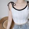 Chaleco con tirantes interiores en la espalda y almohadilla para el pecho, estilo chica sexy de verano, con cordones y parte exterior envolvente, para mujer
