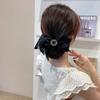 Horquilla de organza con estampado de diamantes, estilo coreano, elegante, con personalidad, con resorte para la parte trasera, accesorios para el cabello que combinan con todo.