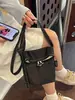 Bolso cubo de lona lindo estilo coreano para niñas, versátil para ir al trabajo, bolso de hombro y cruzado, bolso de mano para el trabajo y almacenamiento diario